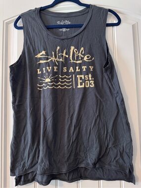 Salt Life Charcoal Tank with Gold Logo